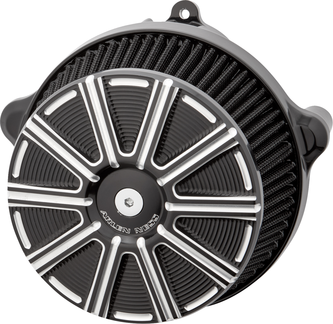 ARLEN NESS Big Sucker™ Stage 1 Air Cleaner Kit with Cover - 10 Gauge - Black with Machined Accents 600-307