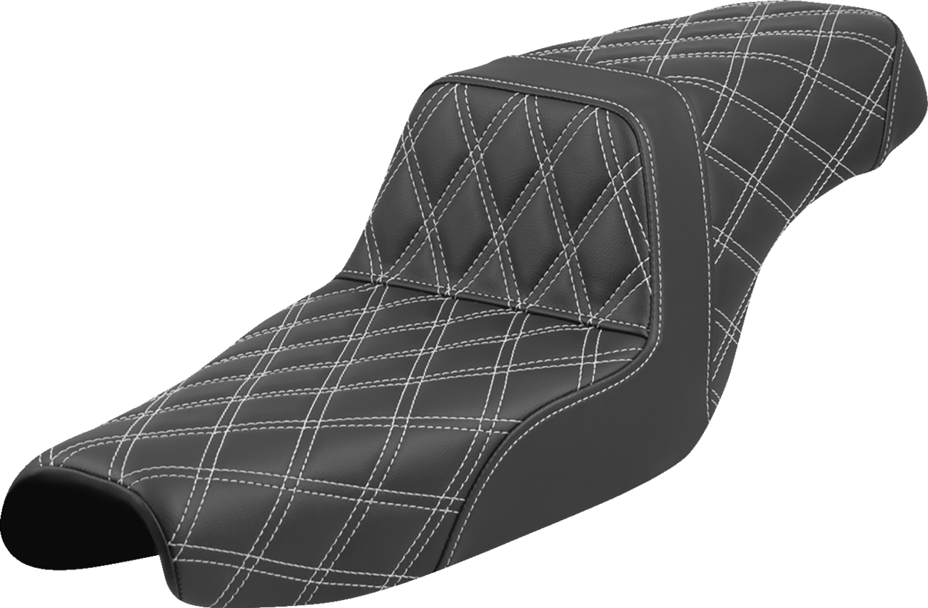 SADDLEMEN Step-Up Seat - Lattice Stitch - White Stitch - XL '04-'22 807-11-17506