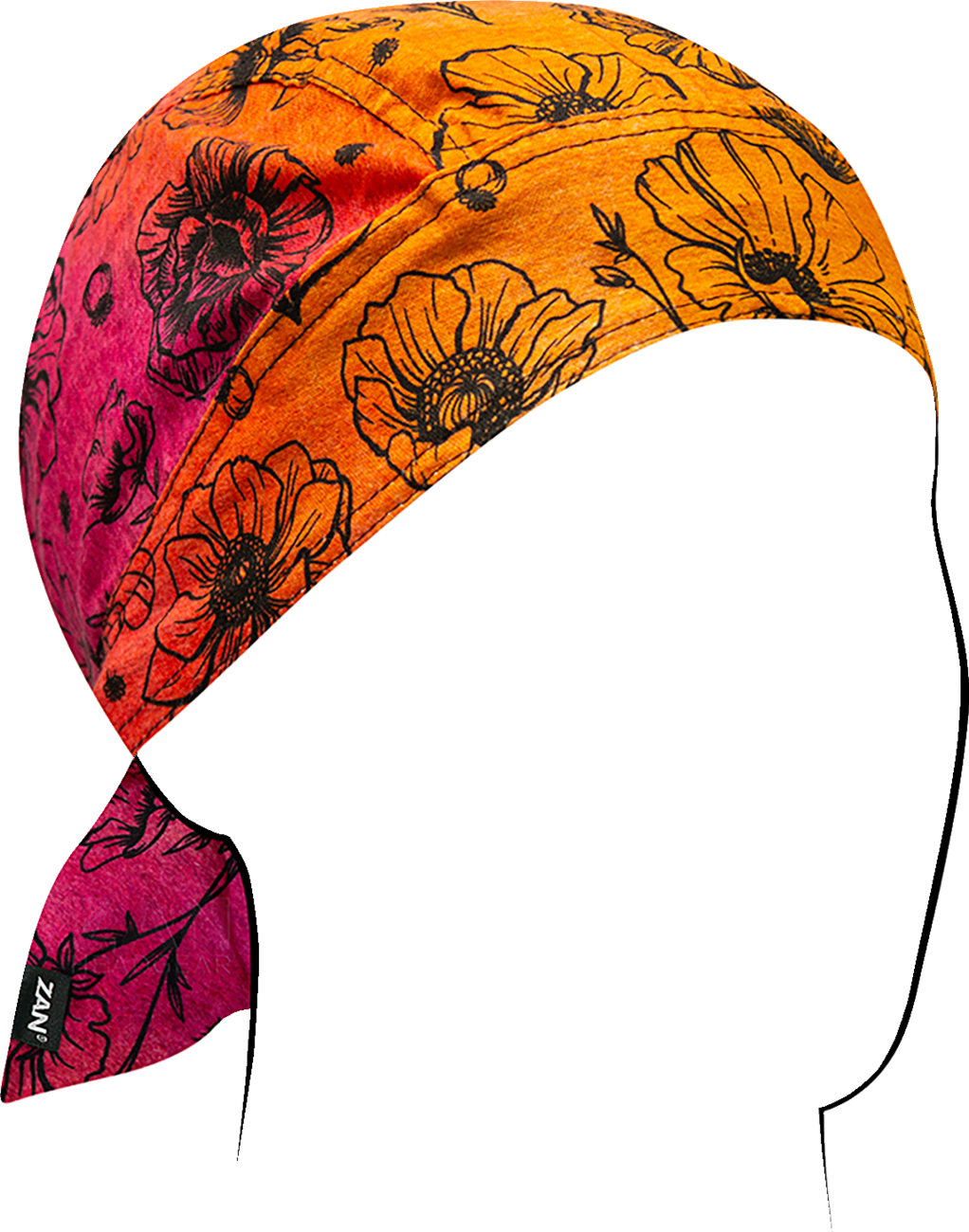 ZAN HEADGEAR Flydanna® Head Wrap Sunset Poppies Z210 – 100% Cotton Bandanna for Sports, Work, and Outdoor Activities
