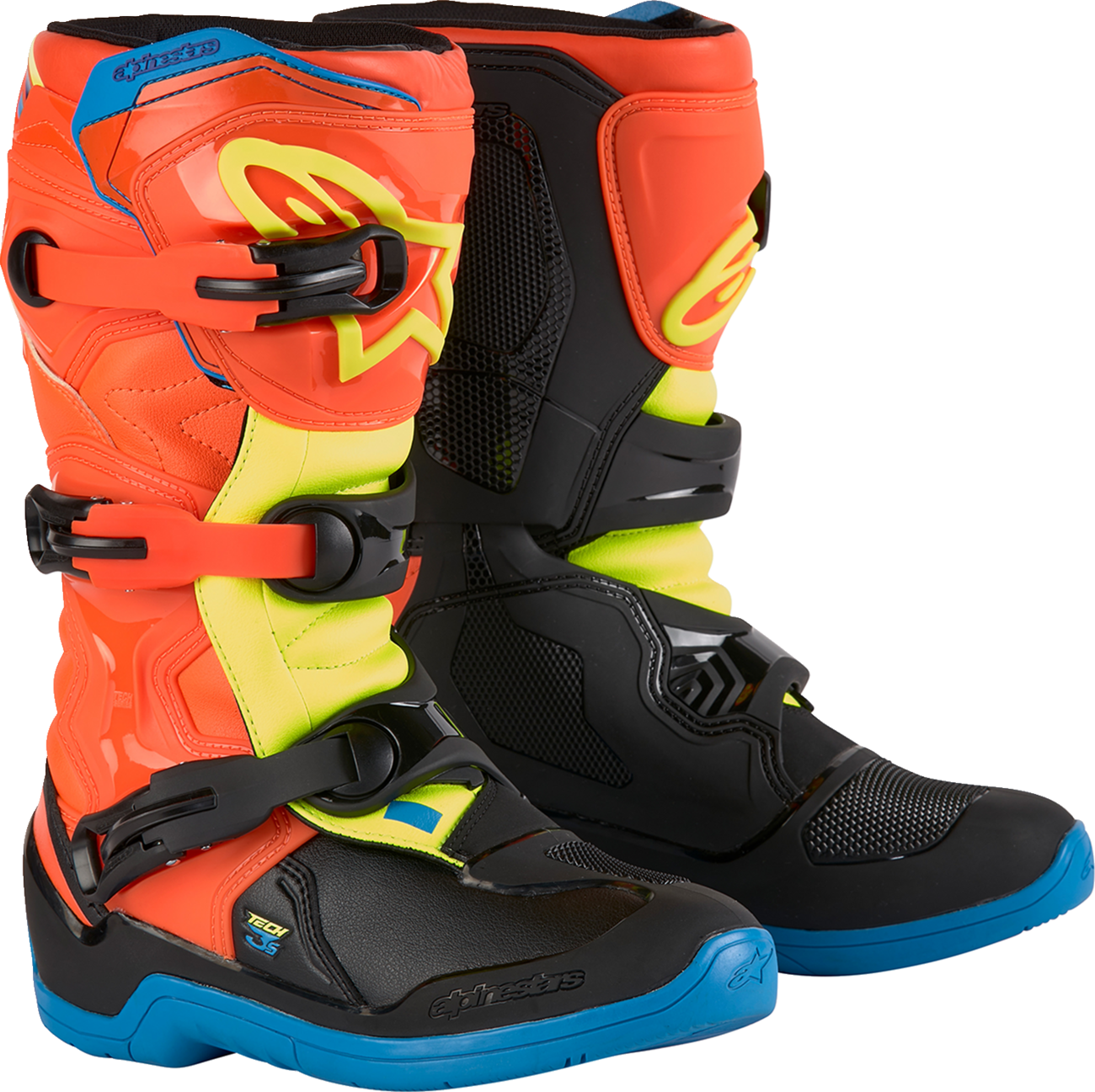 ALPINESTARS Youth Tech3S Boots - Orange/Blue/Yellow/Black - US 6 / EU 39 2014024-4755-6