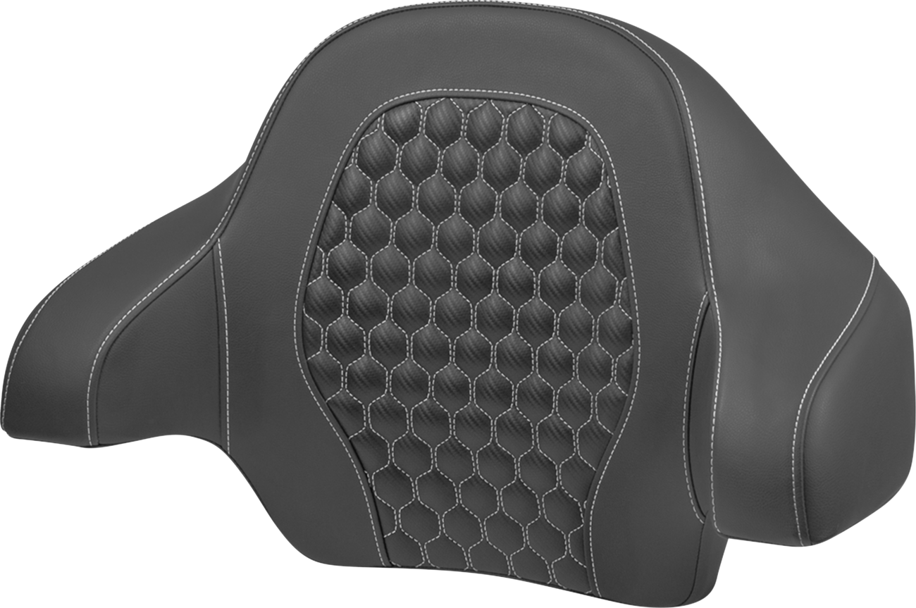 SADDLEMEN Tour Pack Backrest Pad - Honeycomb - White Stitching - FLH/FLT '14-'24 814-07-19006