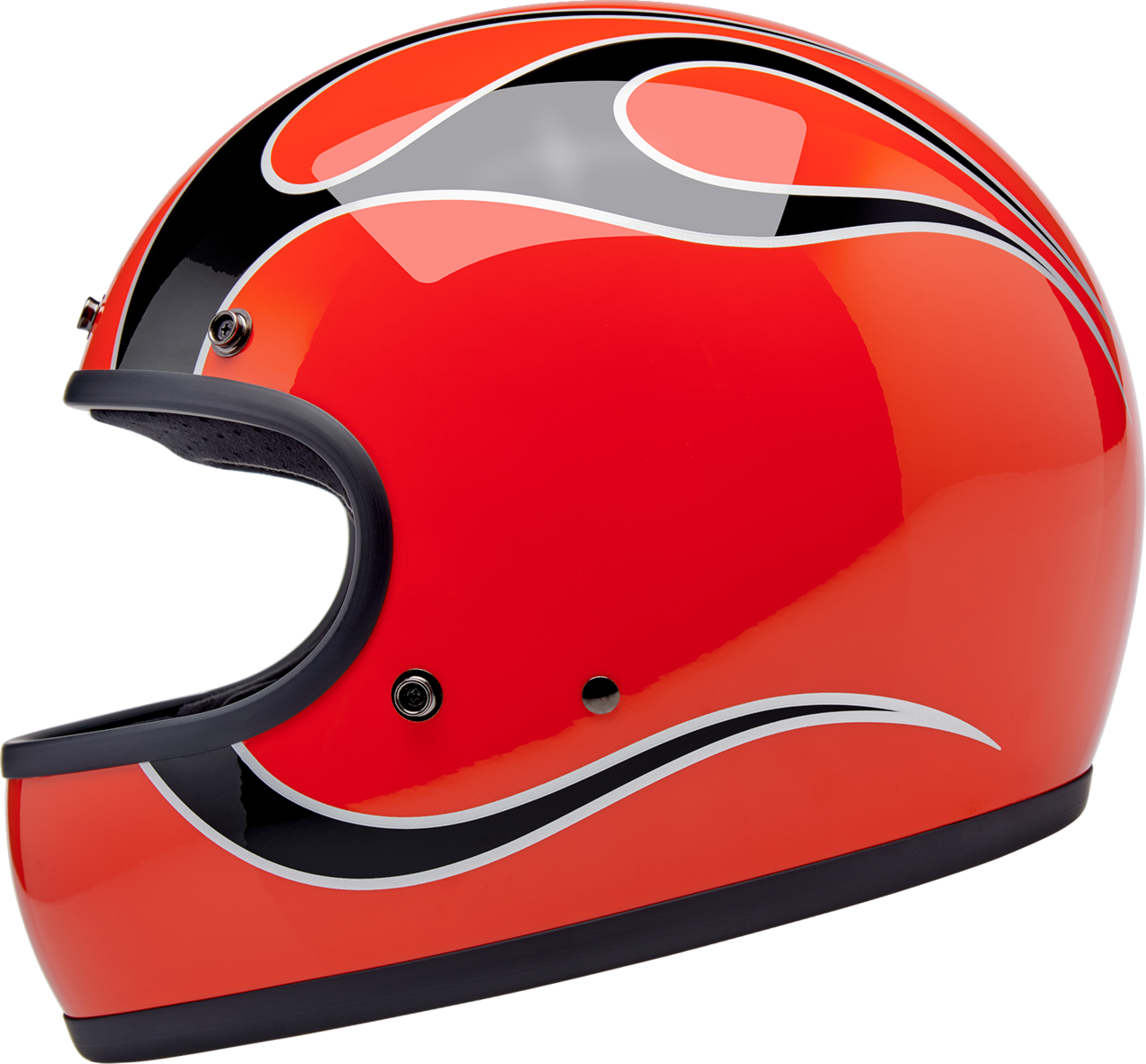 BILTWELL Gringo Helmet - Flames - Competition Orange - XS 1002-593-501