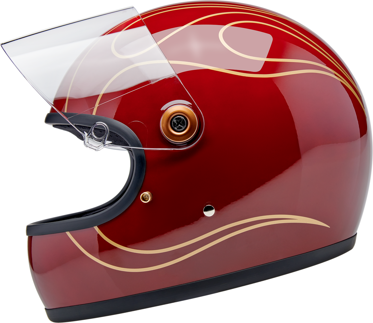 BILTWELL Gringo S Helmet - Flames - Gloss Garnet Red - Large 1003-594-504