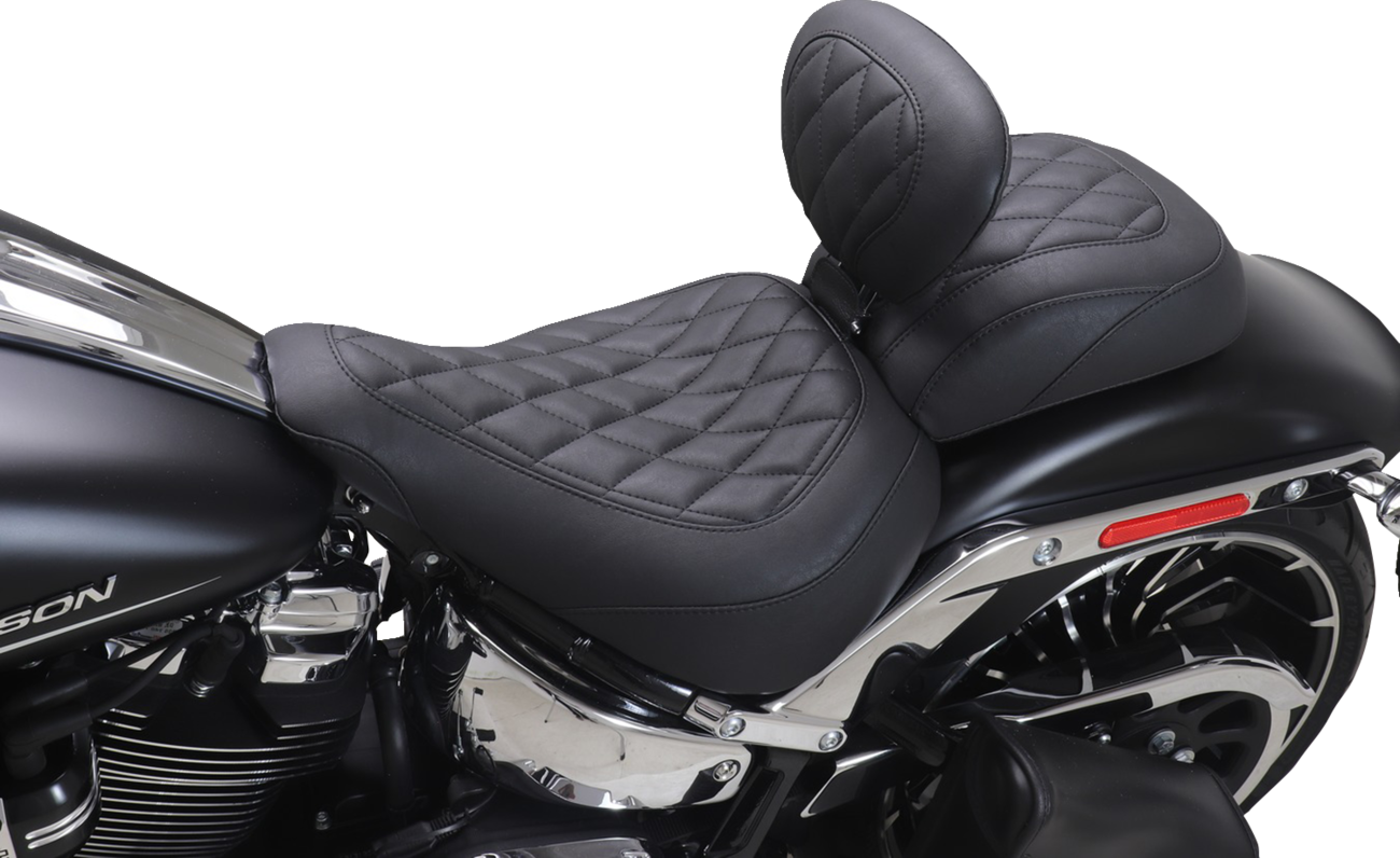MUSTANG Wide Tripper™ Solo Seat - w/ Backrest - Diamond - Black Stitch - FXBR '23-'25 89027
