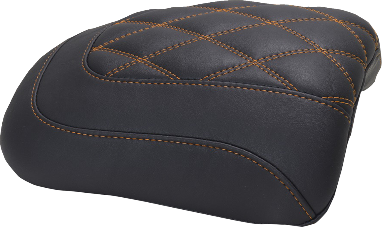 MUSTANG Padded Passenger Seat Cowl - Double Diamond - Mandarin Orange Stitch - FLT/FLH '23-'25 88611MO
