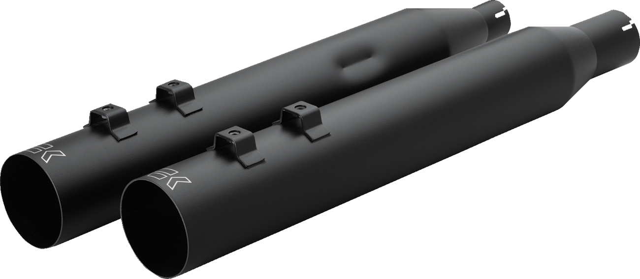 KHROME WERKS HP-Plus® Slip-On Mufflers - 4" - Straight Cut with Ripper Baffle - M8 - Black 40FST-1012-BLK