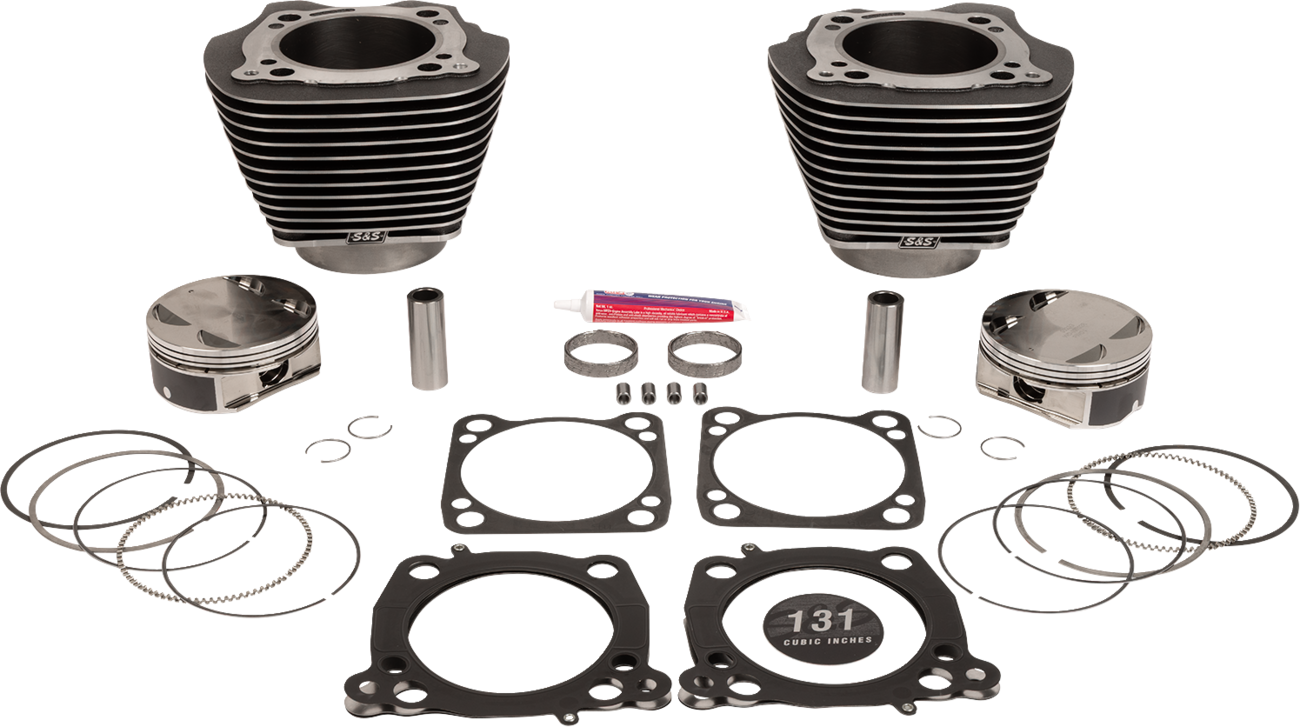 S&S CYCLE Cylinder Kit - 131" Stroker Cylinder - Black Granite w/Highlights - M8 910-0764A