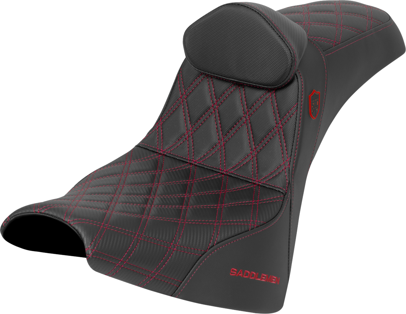 SADDLEMEN Pro Series SDC Performance Seat - w/ Backrest - Red Stitch - Gripper - FXBB/FXST '18-'25 SC81830DB4
