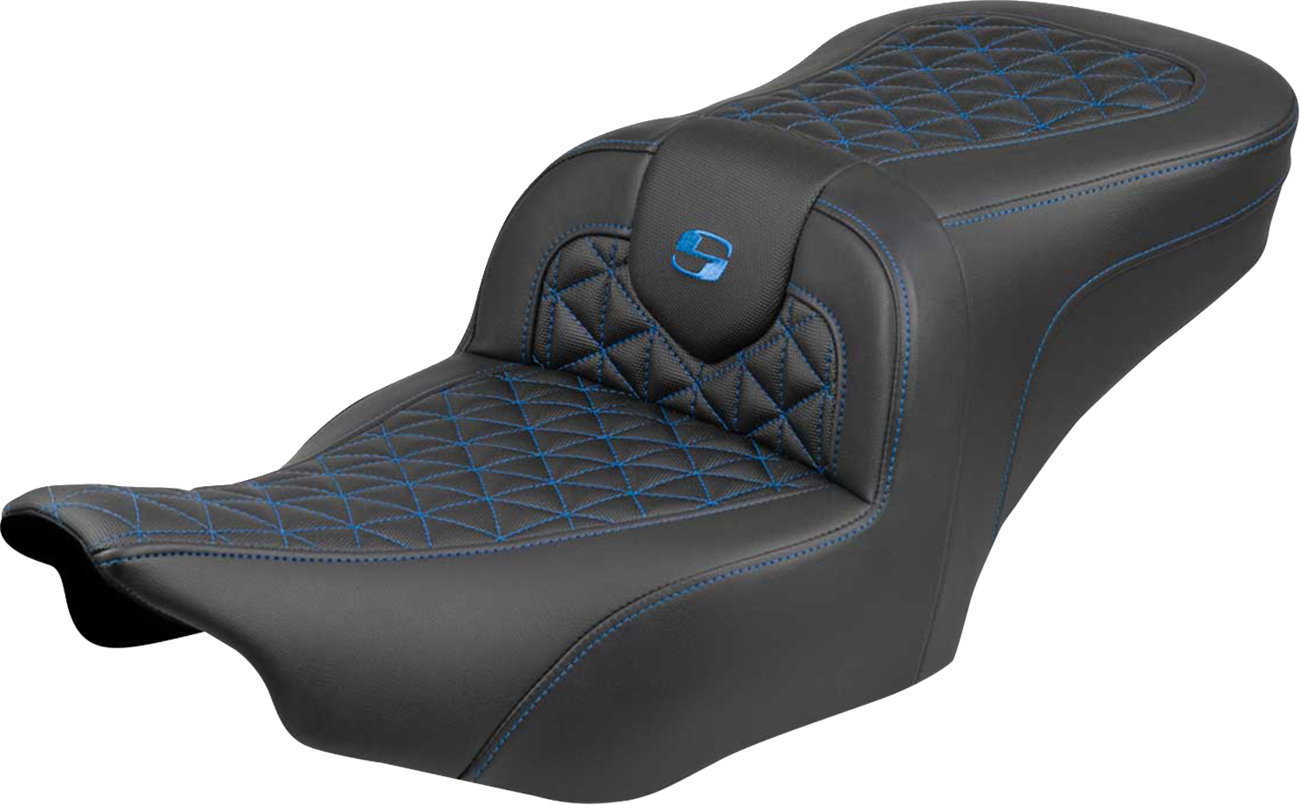 SADDLEMEN Roadsofa™ Seat - without Backrest - Blue Stitch - FLH/FLT '23-'25 823-07-21001