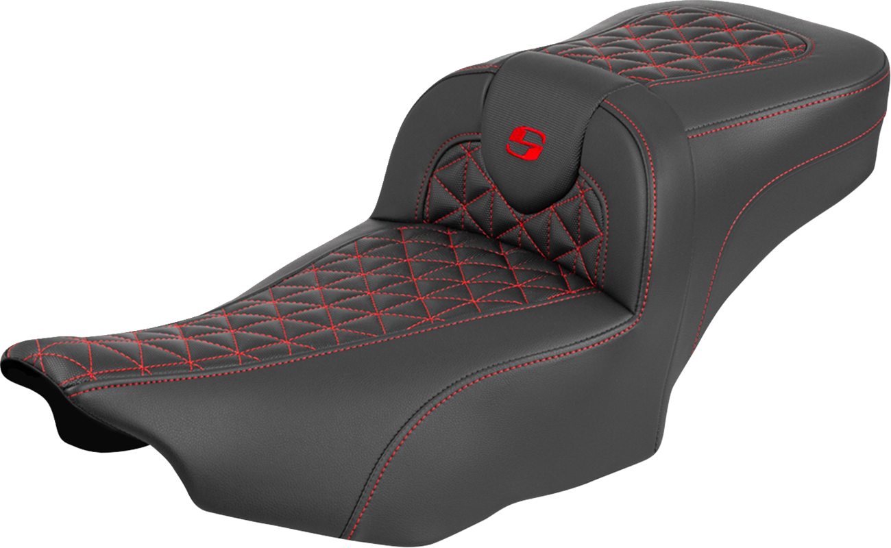 SADDLEMEN Roadsofa™ Extended Reach Seat - without Backrest - Red Stitch - FLH/FLT '23-'25 823-07-21104