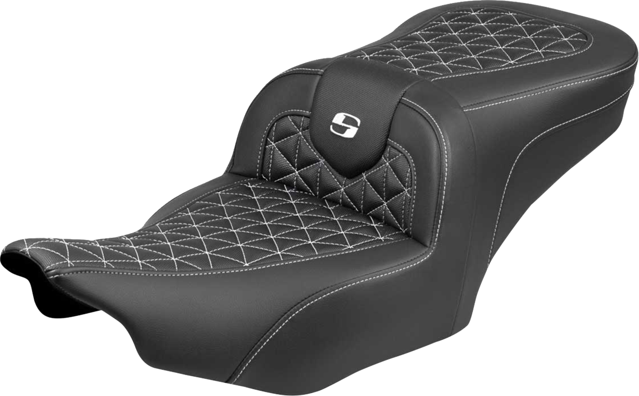 SADDLEMEN Roadsofa™ Seat - without Backrest - White Stitch - FLH/FLT '23-'25 823-07-21006