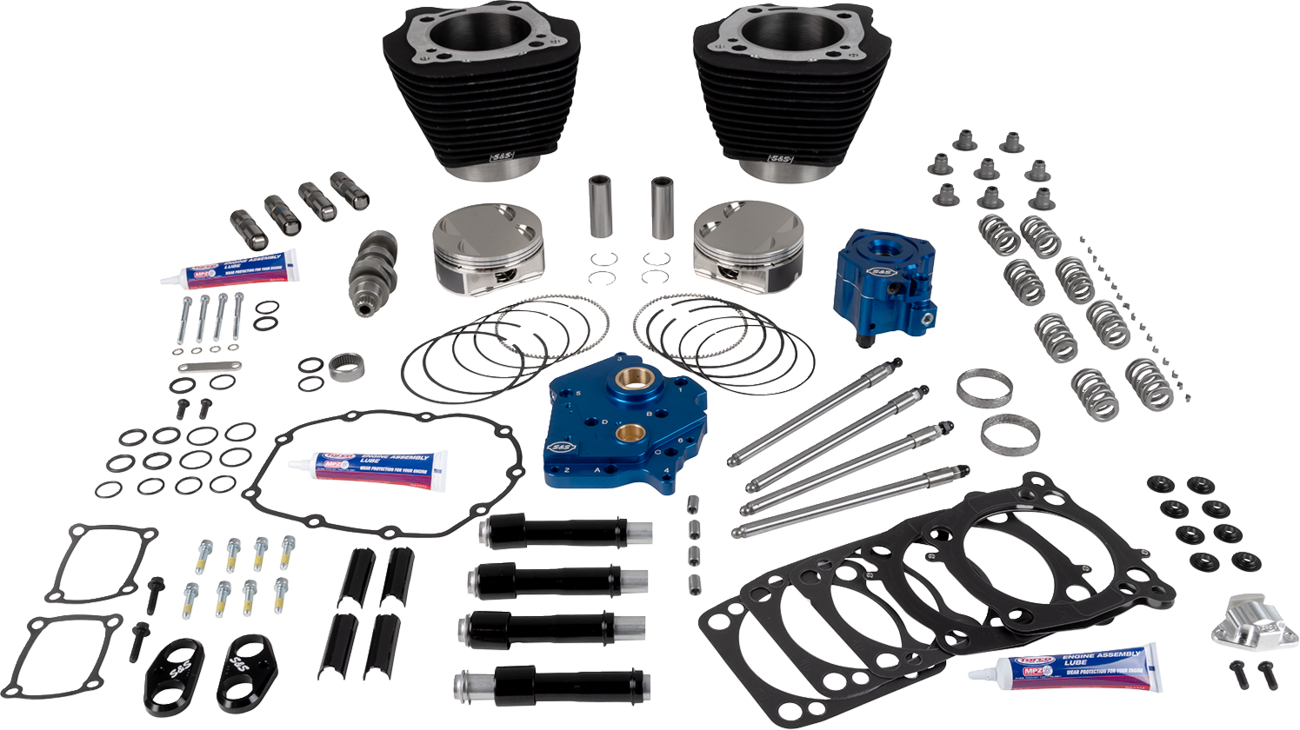 S&S CYCLE 129" Power Package - HPT496 - Chain Drive - Oil Cooled - Black w/o Highlights - 107" M8 310-1394