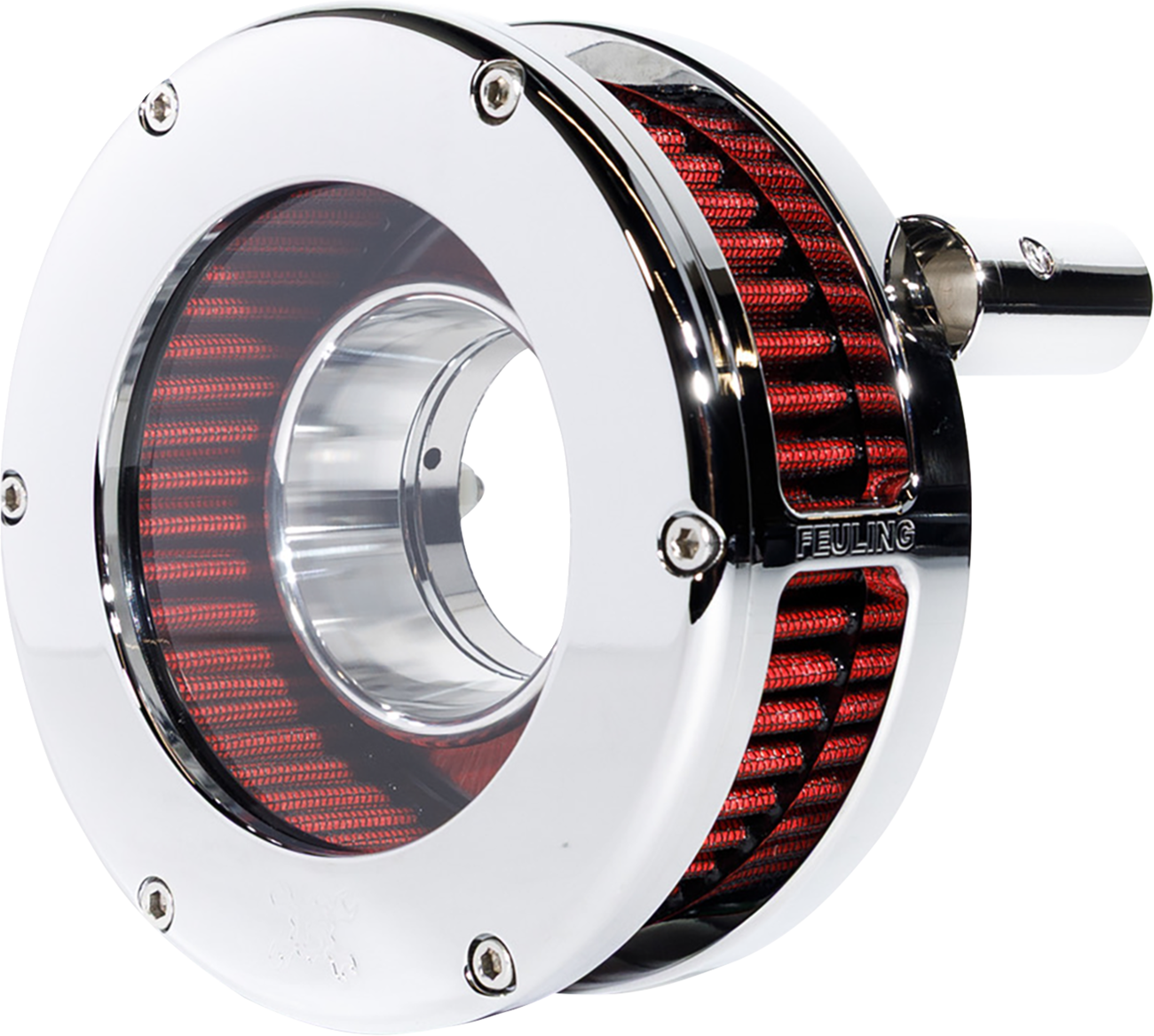 FEULING PARTS Slim BA Air Cleaner Kit - Chrome/Clear - Red Filter - '08-'17 Twin Cam 5458-S