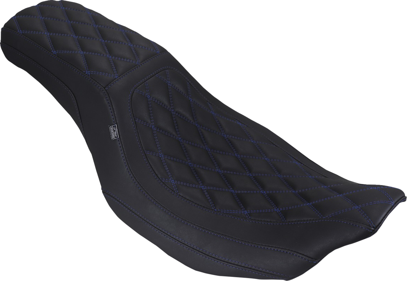 MUSTANG Low Squareback Seat - Double Diamond - Sky Blue Stitch - FLH/FLT '23-'26 88514 SB