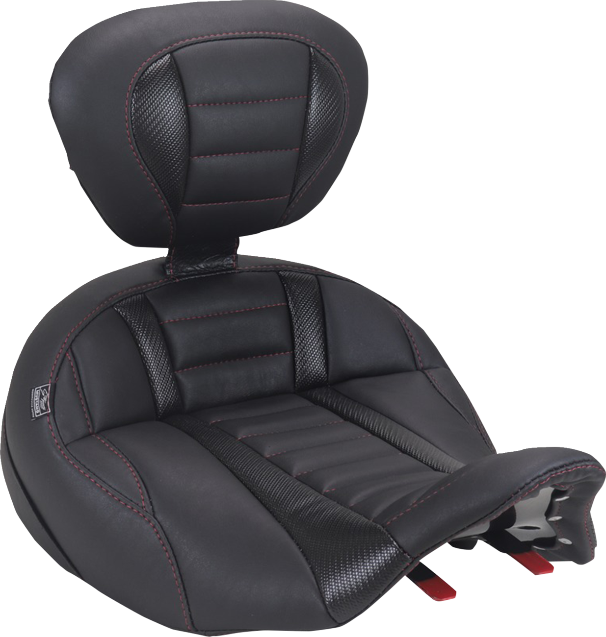 MUSTANG Deluxe Touring Solo Seat - with Driver's Backrest - Dark Cherry Stitch - FLH/FLT '23-'26 89406DC