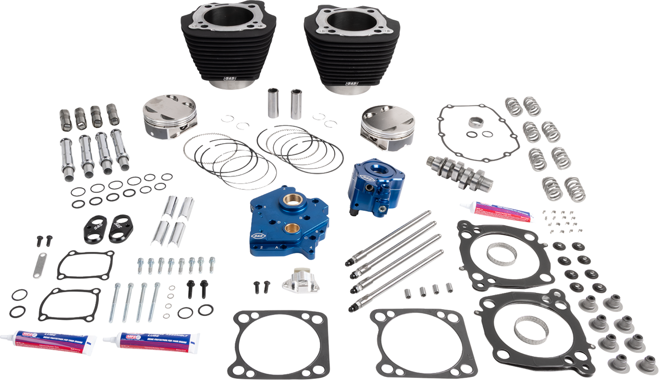 S&S CYCLE 132" Power Package - HPT496 - Chain Drive - Oil Cooled - Black w/o Highlights - 114"/117" M8 310-1389