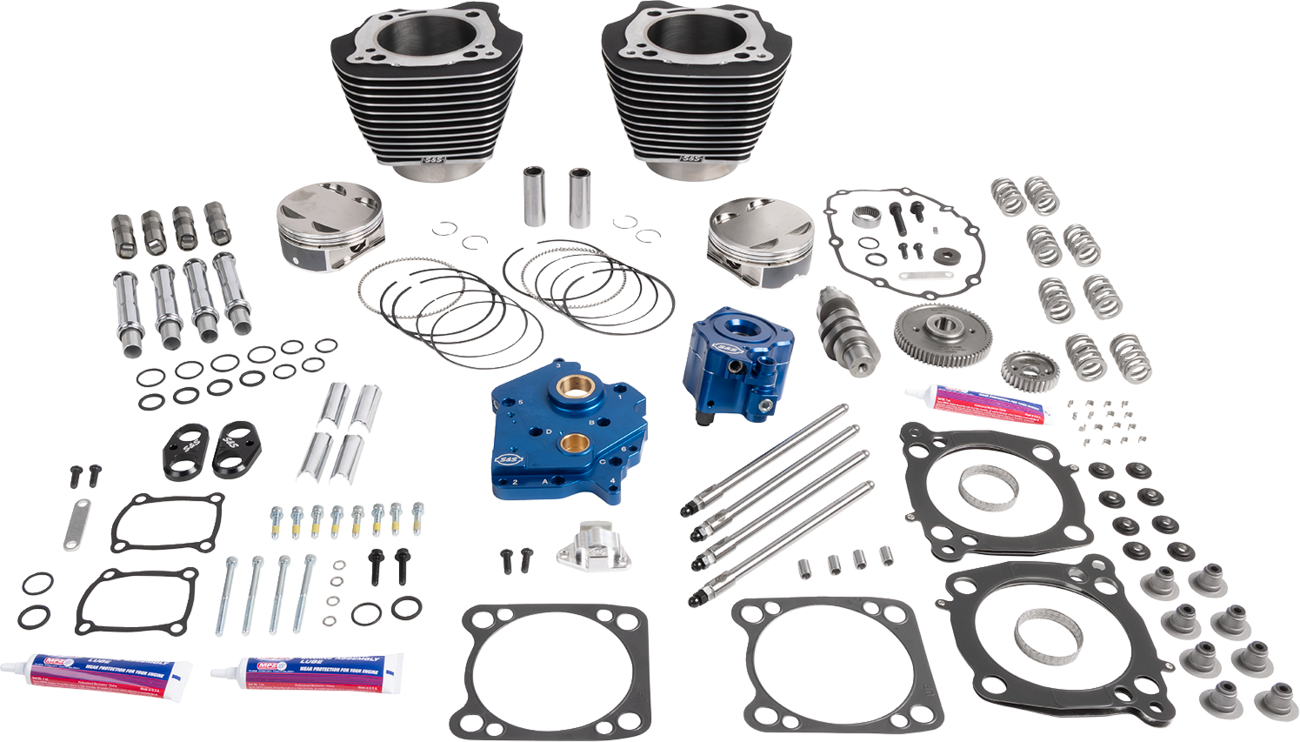 S&S CYCLE 129" Power Package - HPT496 - Chain Drive - Oil Cooled - Black with Highlights - 107" M8 310-1396