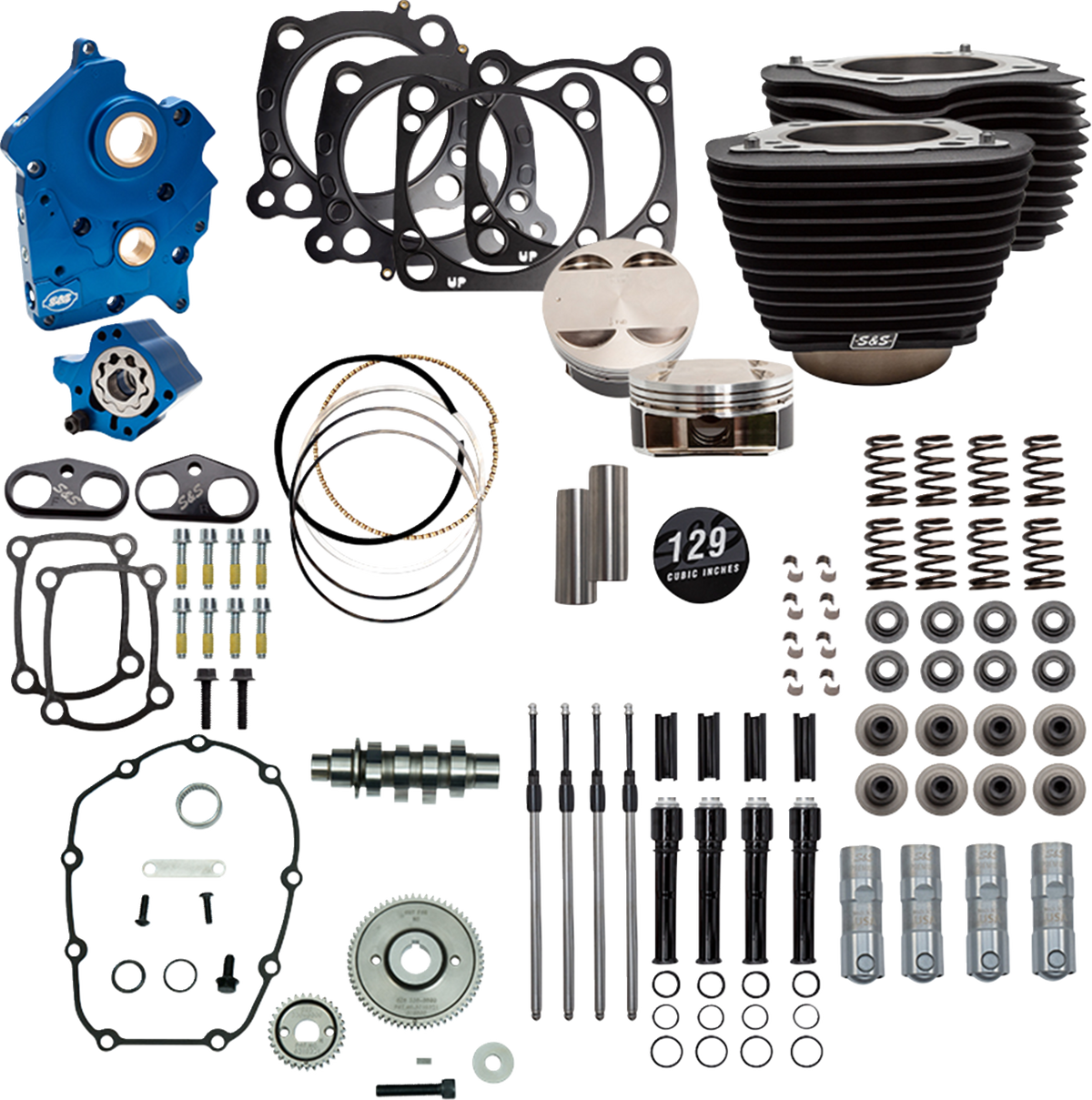 S&S CYCLE Power Pack - Oil Cooled - 550G - Wrinkle Black w/o Highlight - Black Pushrod Tubes - 107" M8 310-1228D
