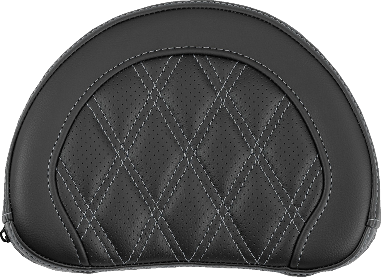 SADDLEMEN Contoured Sissy Bar Pad - Lattice Stitch - Silver Stitch 051318405