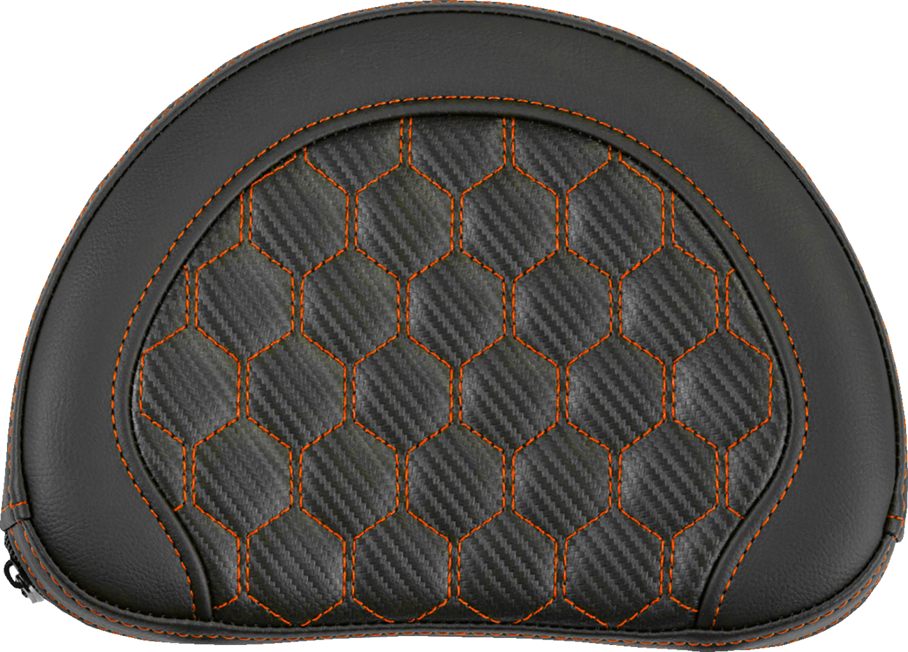 SADDLEMEN Contoured Sissy Bar Pad - Honeycomb - Orange Stitch 051319003
