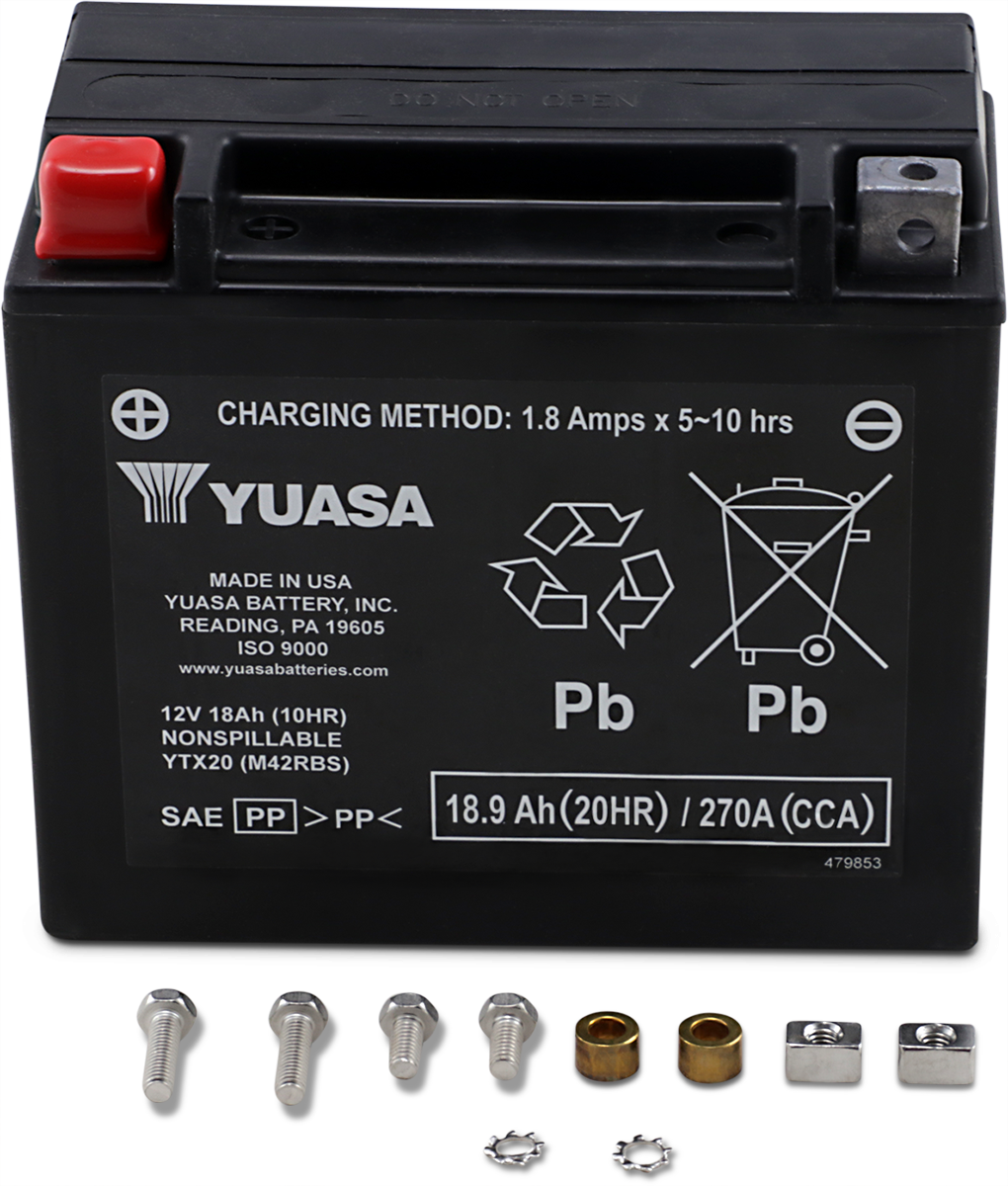 YUASA AGM Battery YTX20 YUAM42RBS - Sealed Absorbed Glass Mat Technology