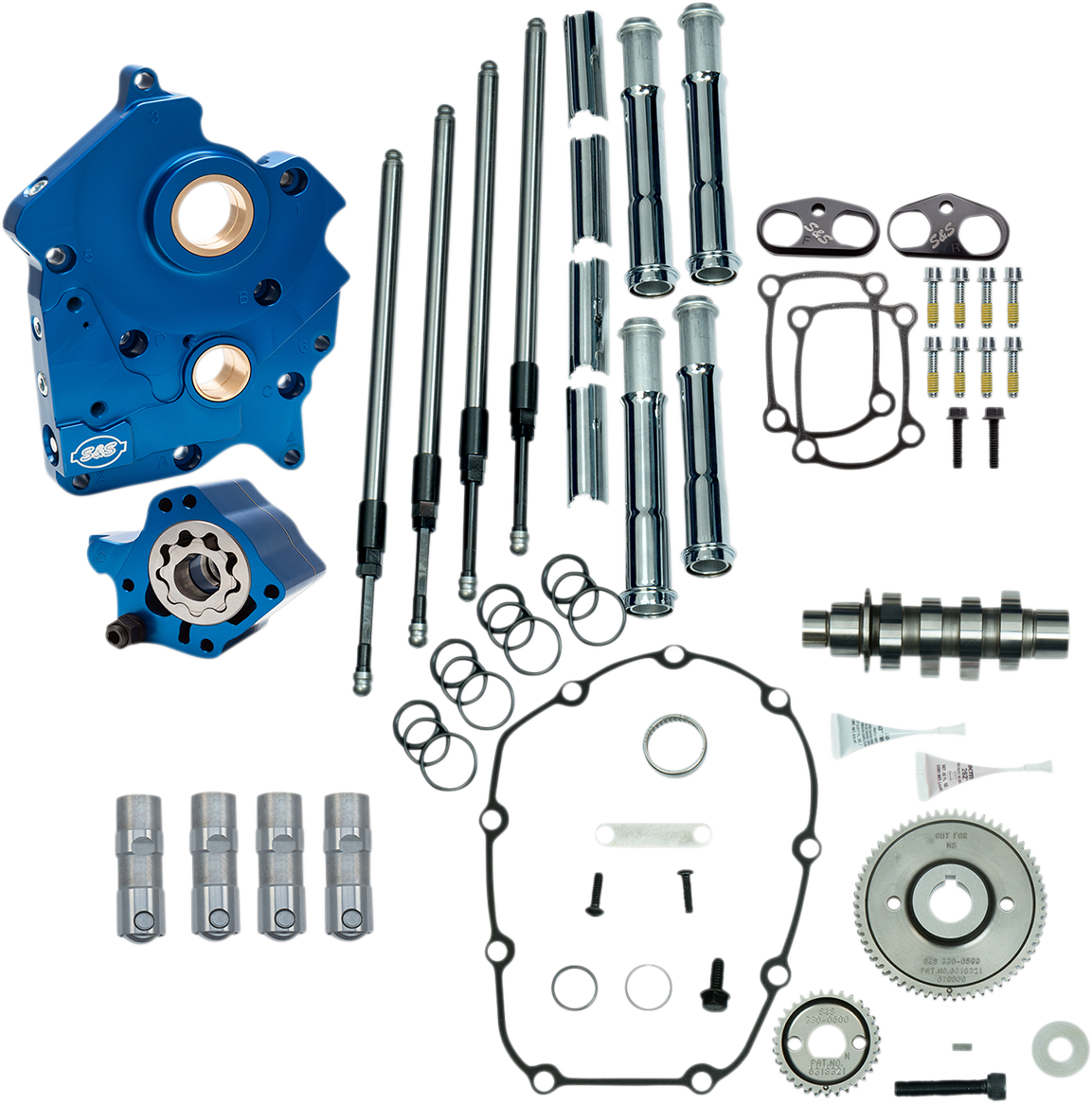 S&S CYCLE Cam Chest Kit with Plate - Gear Drive - Oil Cooled - 475 Cam - Chrome Pushrods -M8 310-1006A