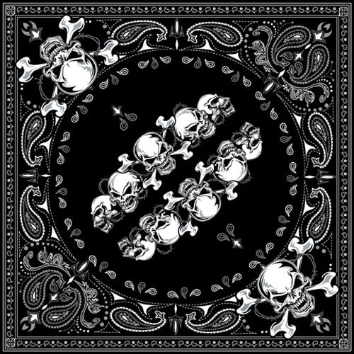 Bobster B140 22 x 22 Inch Skull Row 100% Cotton Bandana