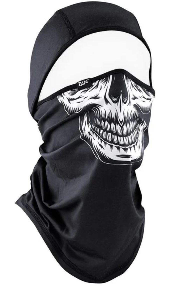 Bobster WB4L002 ZAN Convertible Balaclava SportFlex UPF50+ Black & White Skull