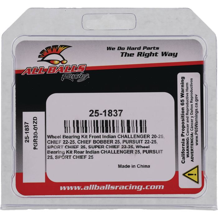 All Balls Racing Wheel Bearing Kit Part #25-1837 for Reliable Performance