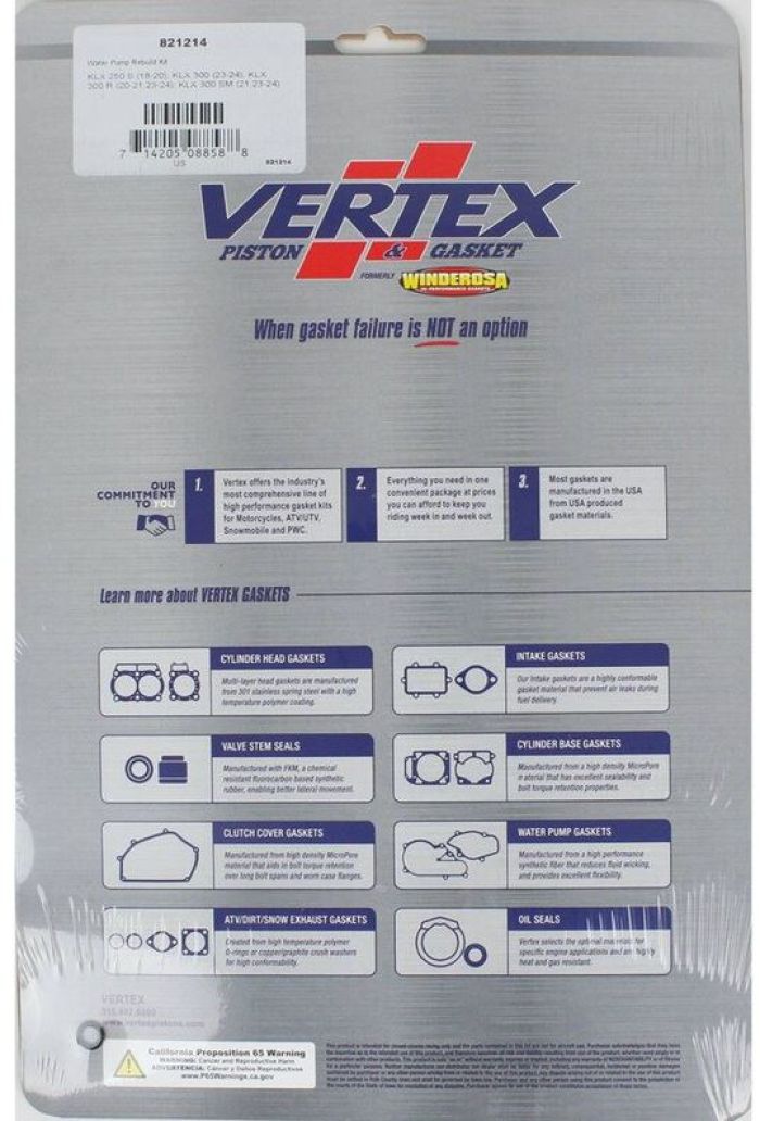 Vertex Water Pump Rebuild Kit (Part No. 821214) for Durable Performance and Reliable Operation