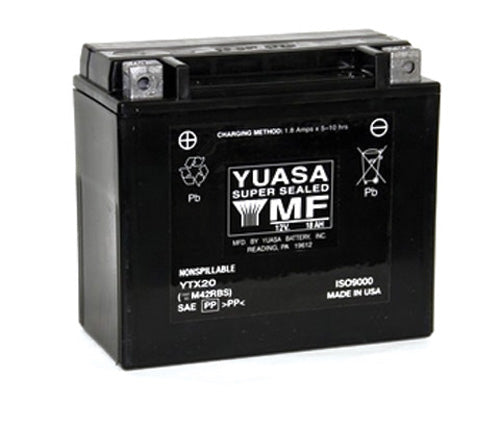 Yuasa YTX20 Factory Activated Maintenance-Free 12 Volt Battery (Part Number YUAM42RBS)