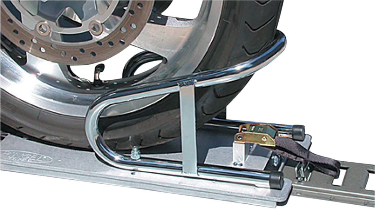 PINGEL Wheel Chock - Series E-Track - Floor Mount - Removable - Chrome - 3-1/2" WC35EF