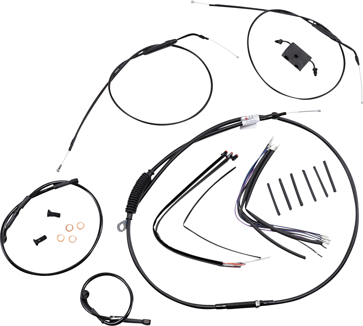 BURLY BRAND Extended Handlebar Cable and Brake Line Kit for Sportsters with ABS - 12" Ape Hanger Handlebars B30-1229