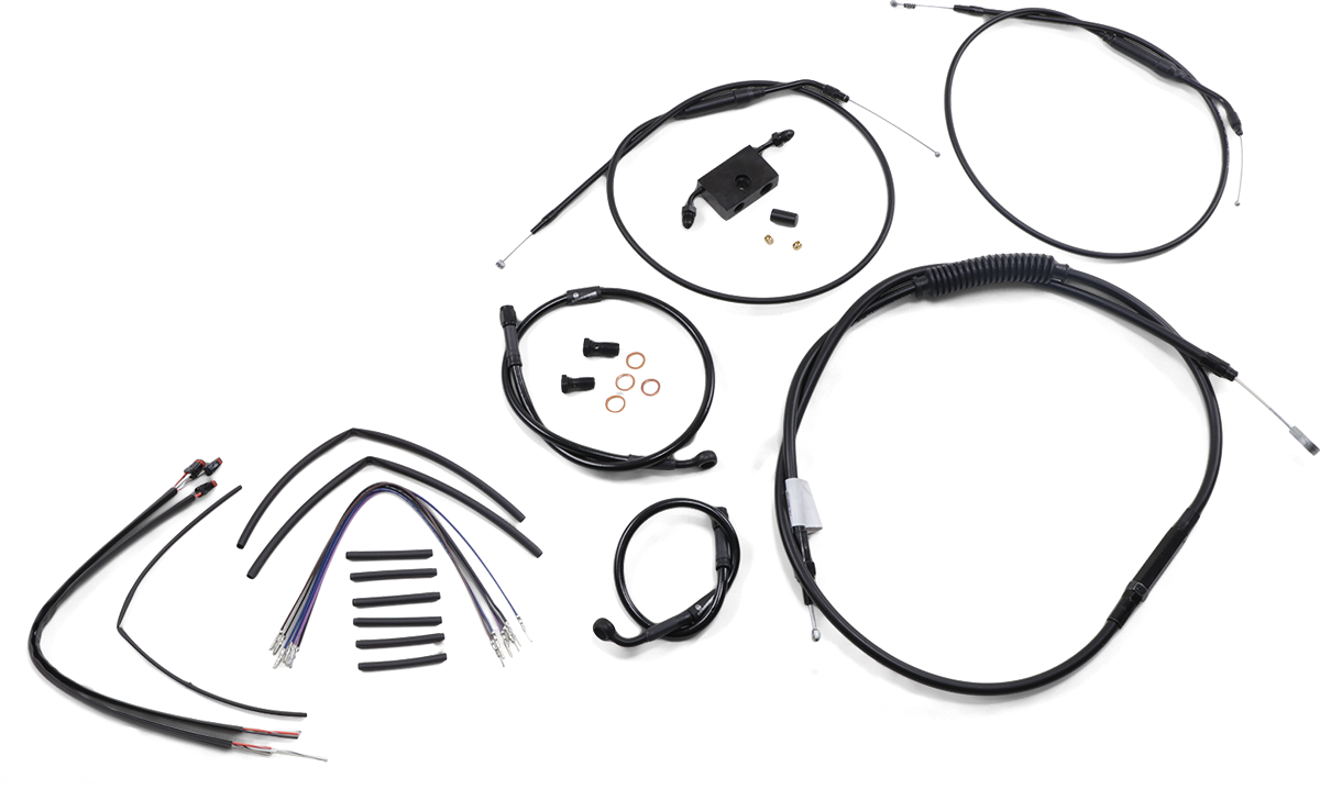 BURLY BRAND Extended Handlebar Cable and Brake Line Kit for Sportsters with ABS - 12" T-Bar Handlebars B30-1266