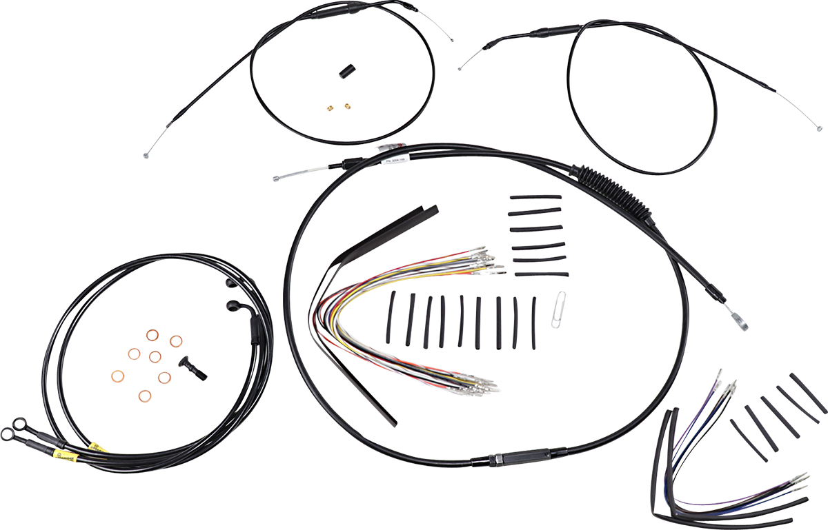 BURLY BRAND Jail Bar Cable Kit - 14" Handlebars - Black Vinyl - '08-'11 FXDF B30-1196