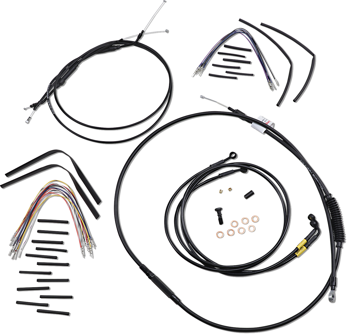 BURLY BRAND Complete Black Vinyl Handlebar Cable/Line Kit for Ape Hangers - 16" - '96-'05 FXD B30-1194
