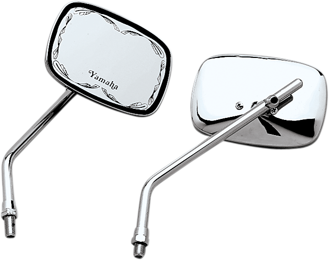 EMGO Mirror - Die-Cast - Yamaha Scrolled - Side View - Rectangle - M10 x 1.25 - Chrome - Left/Right 20-21773