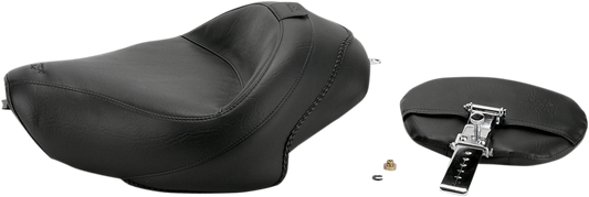 MUSTANG Wide Solo Seat - With Backrest - Vintage - Black - Smooth - XL '04-'21 79429