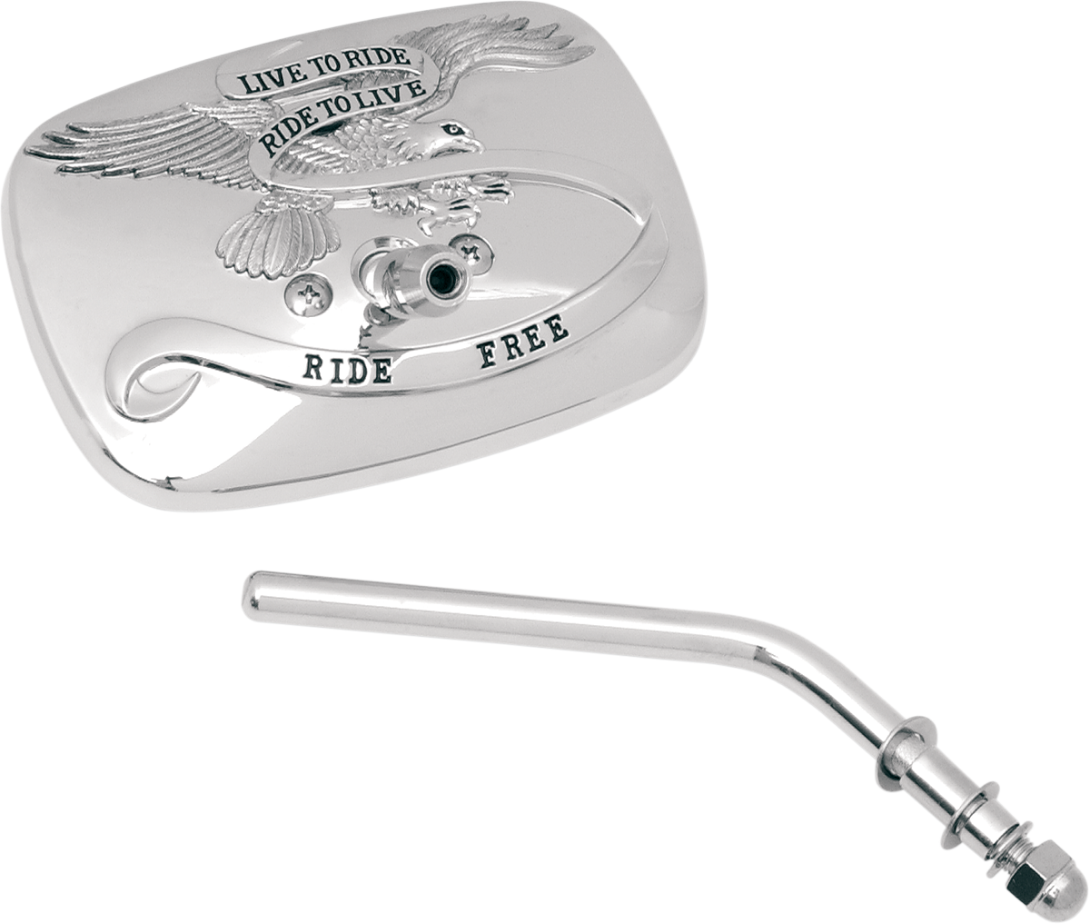 EMGO Mirror - "Live to Ride" - Side View - Rectangle - Chrome - Right 20-31701A