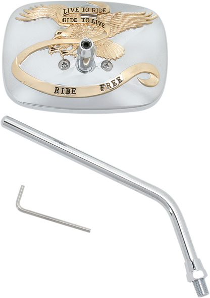 EMGO Mirror - "Ride Free" - Side View - Rectangle - M10 x 1.25 - Gold/Chrome - Left 20-31758A