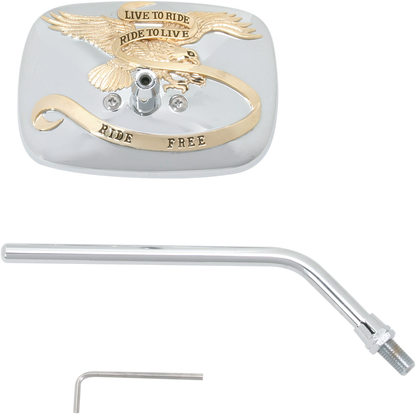 EMGO Mirror - "Ride Free" - Side View - Rectangle - M10 x 1.25 (Left Hand) - Gold/Chrome - Right 20-31759A