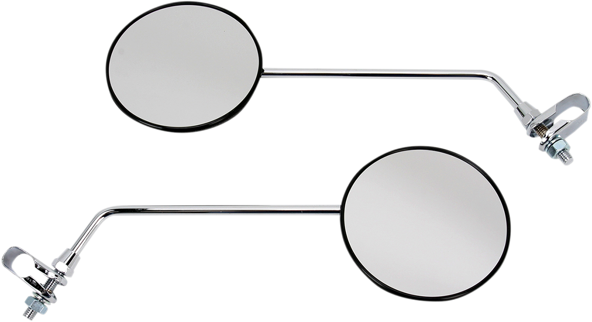 EMGO Mirrors - Side View - Round - 9" Stem - Black Head/Chrome Stem/Tinted Glass - Pair - Universal 20-64510
