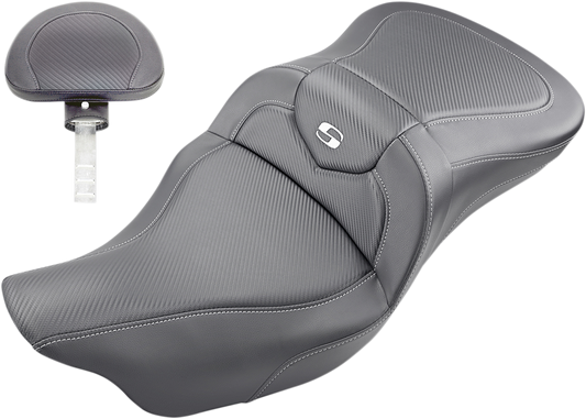 SADDLEMEN Extended Reach Roadsofa™ Seat - Carbon Fiber - Backrest - FL '08-'24 808-07B-186BR