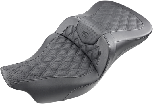 SADDLEMEN Roadsofa™ Seat - Full Lattice Stitch - without Backrest - Black - FL '09-'24 808-07B-182T