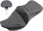 SADDLEMEN Roadsofa™ Seat - Full Lattice Stitch - with Backrest - Black - FL '09-'24 808-07B-182TBR