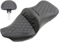SADDLEMEN Roadsofa™ Seat - Heated - Full Lattice Stitch - with Backrest - Black - FL '09-'24 808-07B-182TBRH
