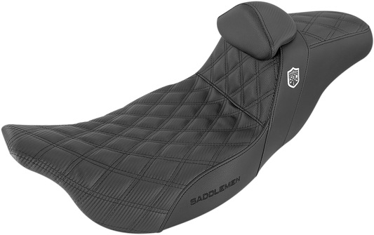 SADDLEMEN Pro Series SDC Performance Seat - w/ Backrest - Lattice Stitch/Lumbar Gripper - FL '08-'23 SC80807DB0