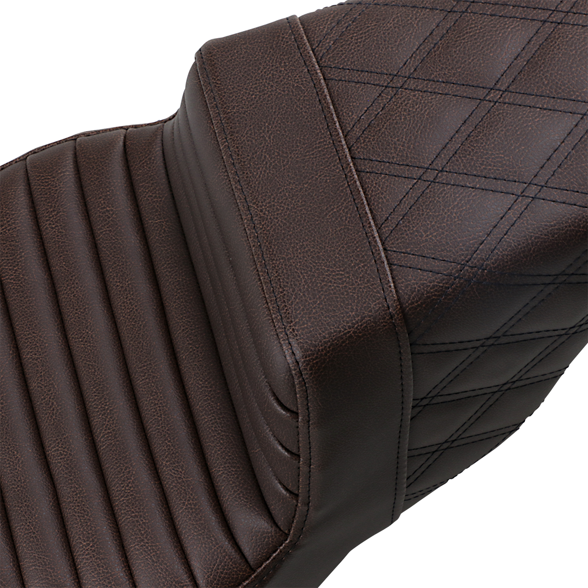 SADDLEMEN Step-Up Seat - Front Tuck-n-Roll/Rear Lattice Stitch - Brown - FL '08-'24 808-07B-176BR