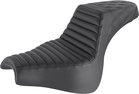SADDLEMEN Step-Up Seat - Front Tuck-n-Roll/Rear Lattice Stitch - Black - FXFB/S '18-'23 818-28-176