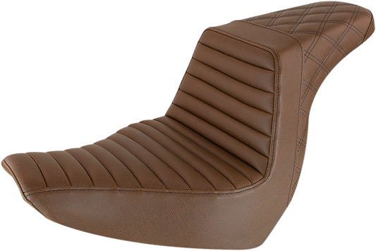 SADDLEMEN Step-Up Seat - Front Tuck-n-Roll/Rear Lattice Stitch - Brown 818-29-176BR